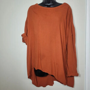 Umgee Lace Back Burnt Orange Tunic Top sz M C0016